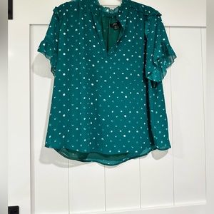 J CREW Blouse - green floral - SIZE XL